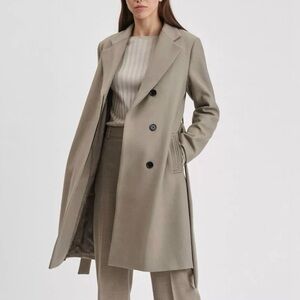 Filippa K Eden Wool Blend Belted Coat Taupe Sz S 36 EU